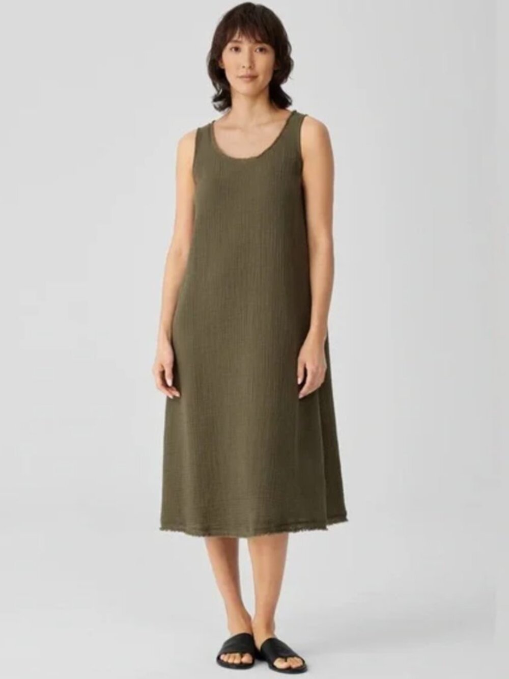 Eileen Fisher Olive Green Midi Dress